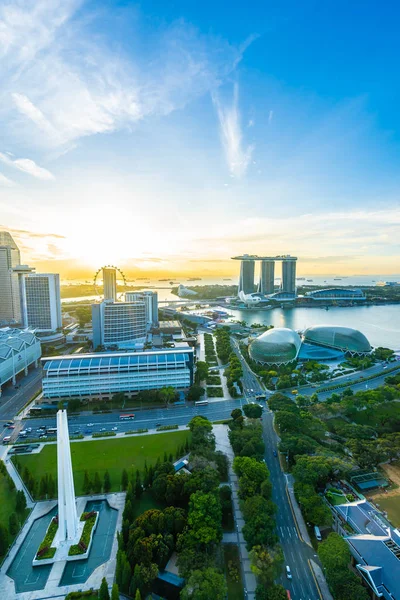 Krásná Architektura Budovy Vnější Panoráma Singapuru Panorama Města Době Východu — Stock fotografie