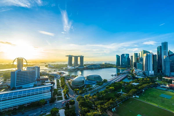 Beau Bâtiment Architecture Extérieur Paysage Urbain Singapour Horizon Ville Heure — Photo