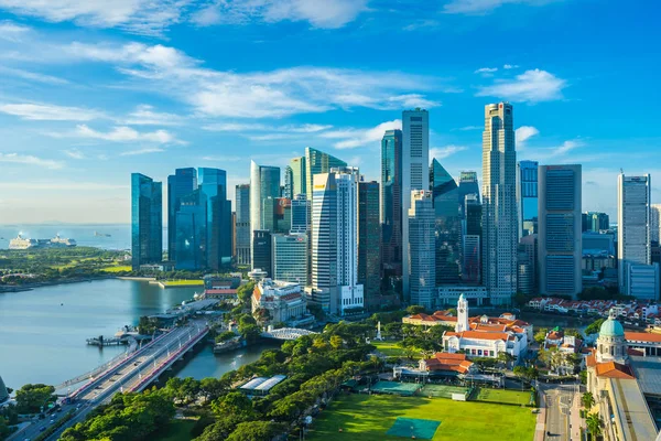Bela Arquitetura Edifício Paisagem Urbana Exterior Singapura Skyline Cidade Com — Fotografia de Stock