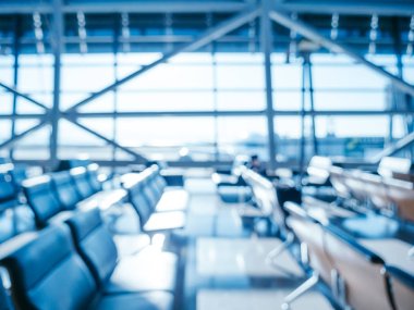 Soyut bulanıklık ve arka plan için Havaalanı terminal iç defocused