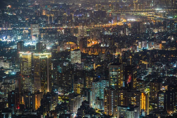 Krásná Architektura Budování Panorama Města Taipei Tchaj Wanu Noci — Stock fotografie