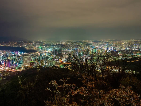 Hermoso Edificio Arquitectura Alrededor Ciudad Seúl Por Noche Corea Del —  Fotos de Stock