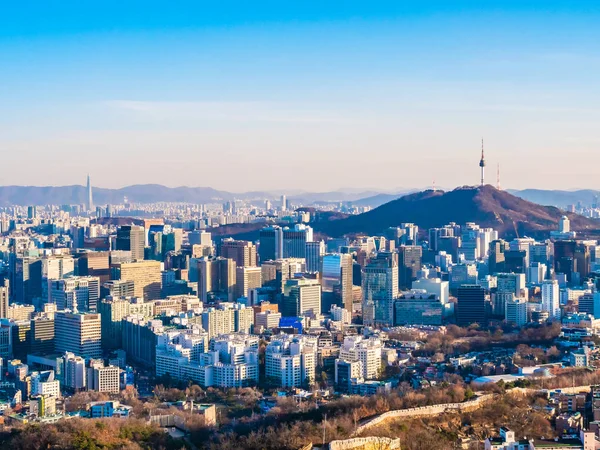 Bina Cityscape Kulesi Seoul City Güney Kore Ile Güzel Mimari — Stok fotoğraf