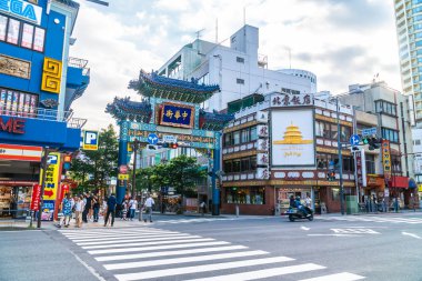 Yokohama japan 26 Jul 2018 : China town is the popular place for enjoy chinese food restaurant in yokohama city japan clipart