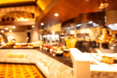 Soyut bulanıklık ve ufuk kahvaltı büfesi otel restoran ve kafe Cafe iç arka planı için