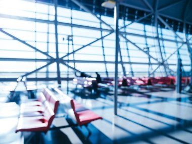 Soyut bulanıklık ve arka plan için Havaalanı terminal iç defocused
