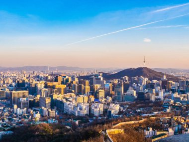 Bina Cityscape Kulesi Seoul City Güney Kore ile güzel mimari