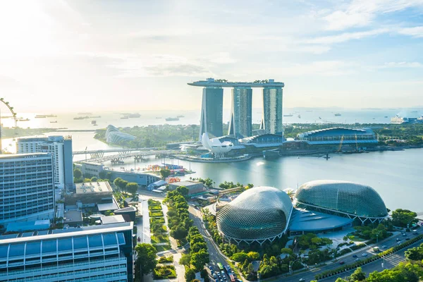 Beau Bâtiment Architecture Extérieur Paysage Urbain Singapour Skyline Ville Avec — Photo