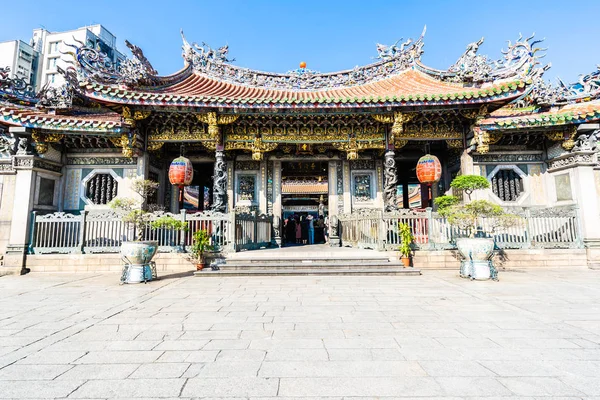 Longshan Tapınağı Tayvan Taipei City Popüler Yeri Bina Güzel Mimari — Stok fotoğraf