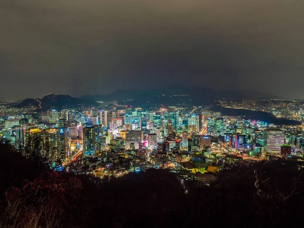 Hermoso Edificio Arquitectura Alrededor Ciudad Seúl Por Noche Corea Del —  Fotos de Stock