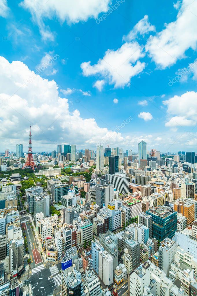 Beautiful architecture building in tokyo city skyline Japan