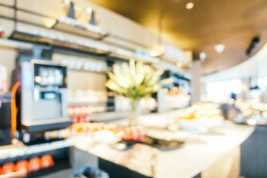 Özet olarak, arka plan için soyut bulanık ve odaksız otel ve lobi iç mekanı