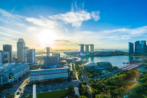 Bella Architettura Costruzione Paesaggio Urbano Esterno Singapore Skyline Città Con — Foto Stock