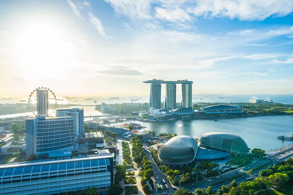 Schöne Architektur Gebäude Außen Stadtbild Singapore Stadt Skyline Mit Weißen — Stockfoto