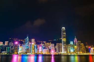 Bina Cityscape hong kong şehir manzarası içinde twilight ve gece güzel mimari