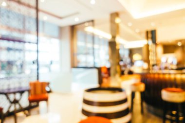 Özet olarak, arka plan için soyut bulanık ve odaksız otel ve lobi iç mekanı