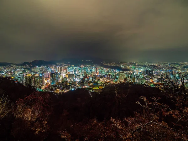 Piękna Architektura Budynek Wokół Centrum Seulu Nocą Korei Południowej — Zdjęcie stockowe