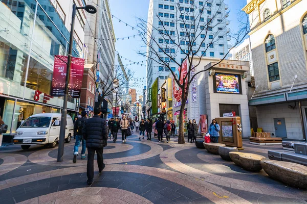 Seoul Sydkorea December 2018 Myeong Dong Marknaden Populärt Och Distrikt — Stockfoto