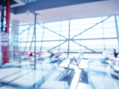 Soyut bulanıklık ve arka plan için Havaalanı terminal iç defocused