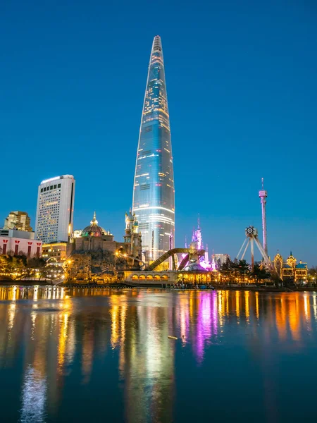 Σεούλ Νότια Κορέα Δεκεμβρίου 2018 Όμορφη Αρχιτεκτονική Κτίριο Πύργος Lotte — Φωτογραφία Αρχείου