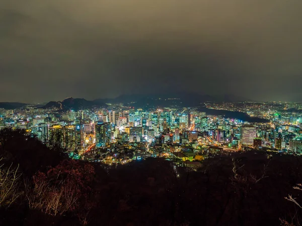 Прекрасної Архітектури Будівлі Навколо Сеулі Міста Вночі Південній Кореї — стокове фото