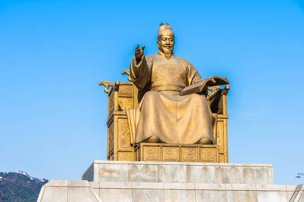 Bela Estátua Rei Sejong Seul Cidade Coreia Sul — Fotografia de Stock