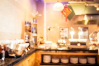 Arka plan için iç soyut bulanıklık kahve dükkanı kafe ve restoran açık büfe