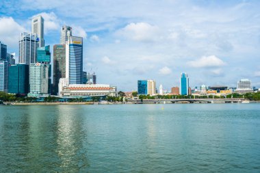 Singapur, 21 Ocak 2019: gökdelen marina defne Singapur City çevresinde bina güzel mimari