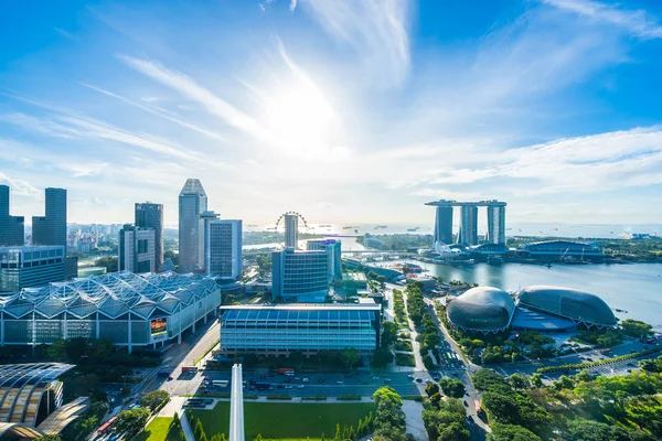 Beautiful Architecture Building Exterior Cityscape Singapore City Skyline White Cloud — Stock Photo, Image