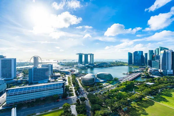 Schöne Architektur Gebäude Außen Stadtbild Singapore Stadt Skyline Mit Weißen — Stockfoto