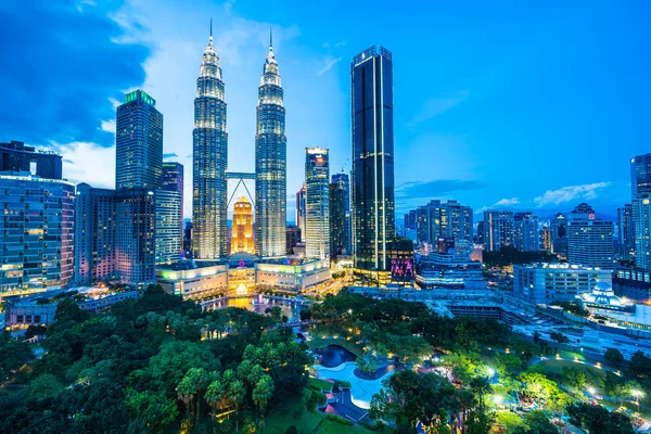 Prachtige Architectuur Bouwen Buitenkant Stad Kuala Lumpur Maleisië Reis Nachts — Stockfoto