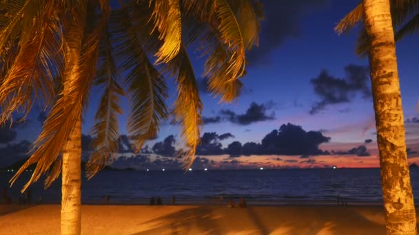 Rustige Beelden Van Mooie Golvende Zee Zonsondergang — Stockvideo