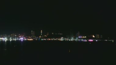 gece güzel Pattaya şehir manzara zaman atlamalı görüntüleri, Tayland