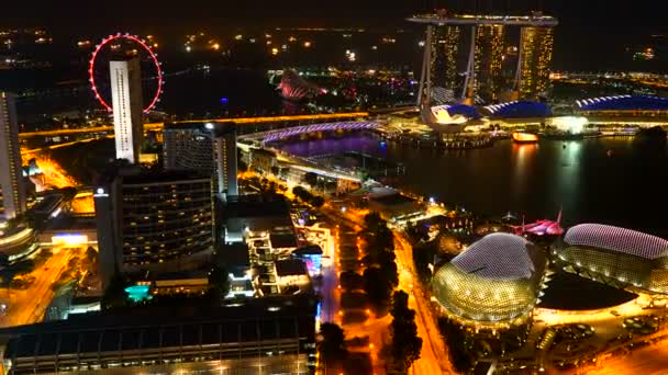 Vzdušné Záběry Moderních Budov Kolem Marina Bay Singapuru — Stock video