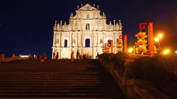 Vackra Bilder Ruinerna Paul Macau Kina — Stockvideo