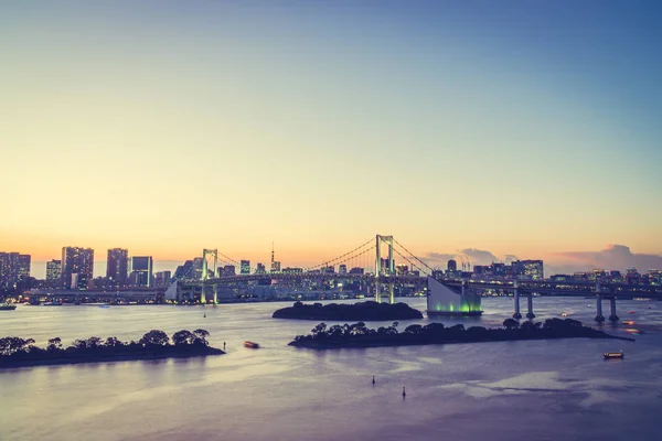 Prachtige Architectuur Cityscape Van Stad Tokio Met Regenboog Brug Gebouw — Stockfoto