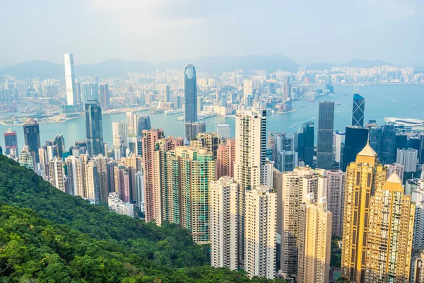 Beautiful Architecture Building Exterior Cityscape Hong Kong City Skyline Blue — Stock Photo, Image