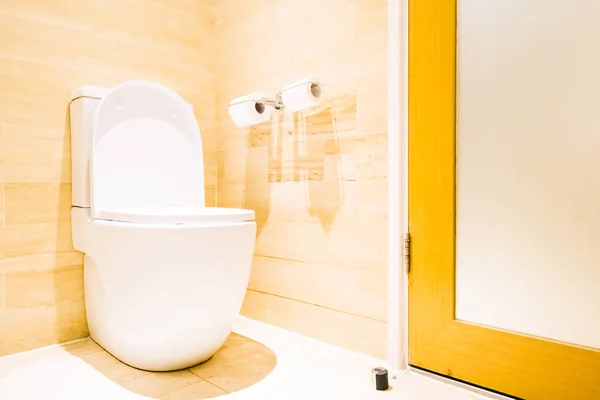 Assento Higiênico Branco Luxo Bonito Tigela Interior Banheiro — Fotografia de Stock
