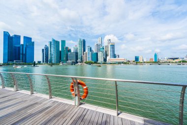 Singapur, 21 Ocak 2019: gökdelen marina defne Singapur City çevresinde bina güzel mimari