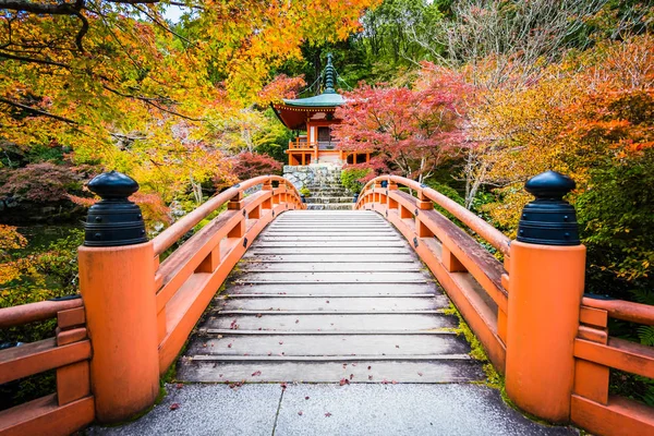 Belo Templo Daigoji Com Árvore Colorida Folha Temporada Outono Kyoto — Fotografia de Stock