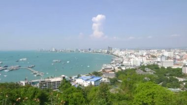 güzel Pattaya şehir deniz kıyısı, Tayland doğal zaman atlamalı görüntüleri