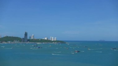 güzel Pattaya şehir deniz kıyısı, Tayland doğal zaman atlamalı görüntüleri