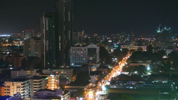 Riprese Panoramiche Time Lapse Della Bellissima Città Pattaya Notte Thailandia — Video Stock