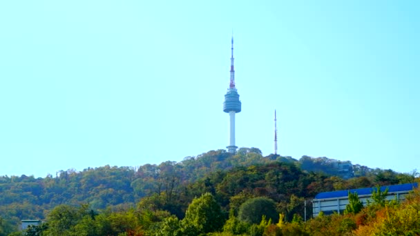 Indah Arsitektur Bangunan Seoul Menara Namsan Gunung Tengara Seoul City — Stok Video
