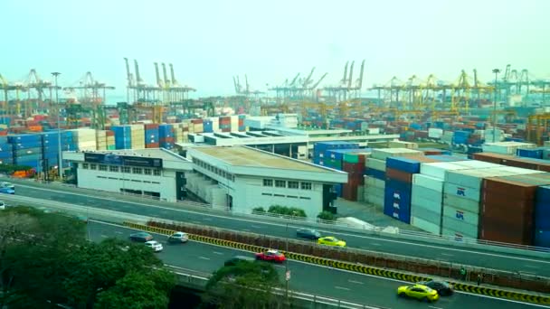 中国の貨物輸送港のタイムラプス映像 — ストック動画