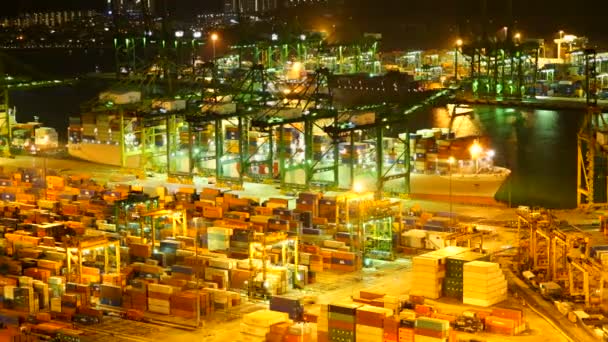 夕方の中国の貨物輸送港のタイムラプス映像 — ストック動画