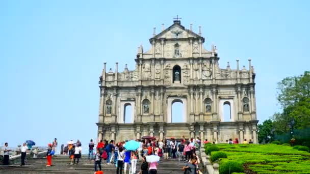 Nádherný Záběr Zřícenin Svatého Pavla Macau Čína — Stock video