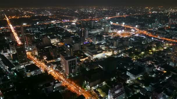 风景风景延时镜头曼谷市在晚上 — 图库视频影像