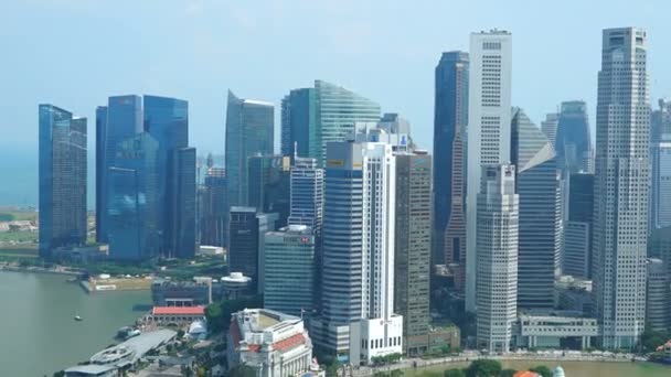 Luchtbeelden Van Moderne Gebouwen Rond Marina Bay Singapore City — Stockvideo