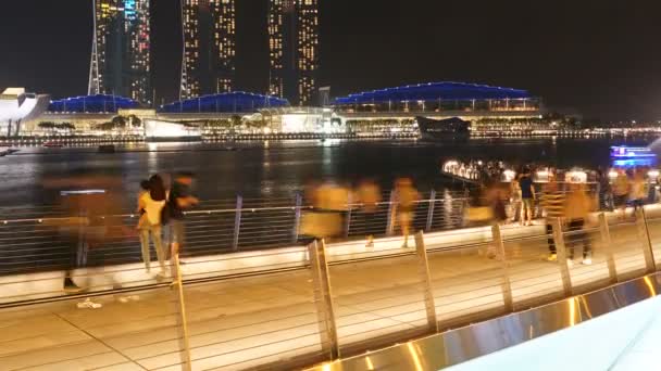 Séquence Temporelle Pittoresque Bâtiments Modernes Dans Ville Singapour Nuit — Video